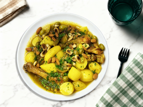 Tajine de poulet au citron confit et légumes, recette orientale parfumée