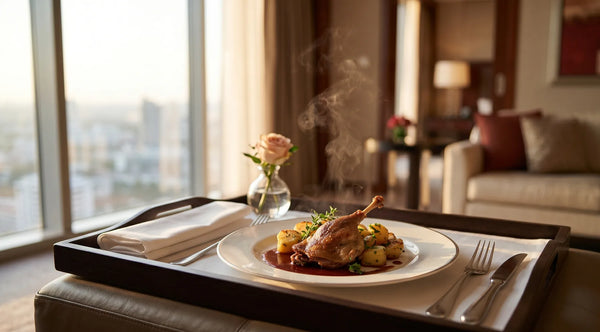 Plateau room service avec plat chaud en hôtel