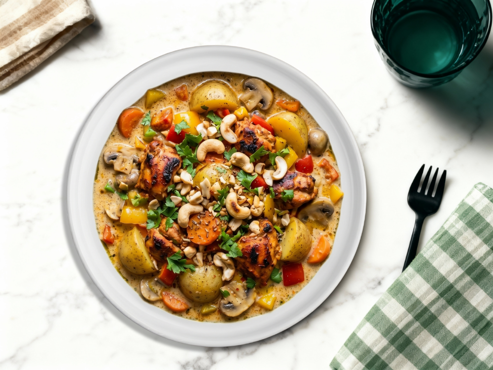 Poulet tandoori, cajou & pommes de terre