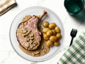 Jambon à l'os, sauce archiduc & pommes de terre