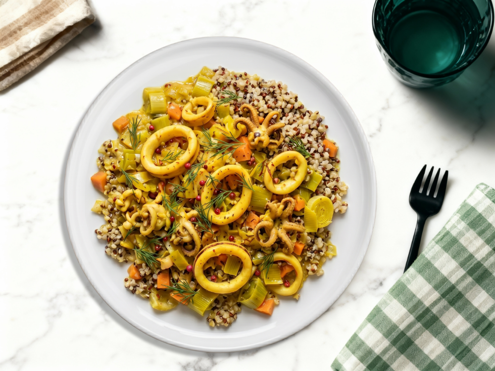 Calamars au safran & quinoa