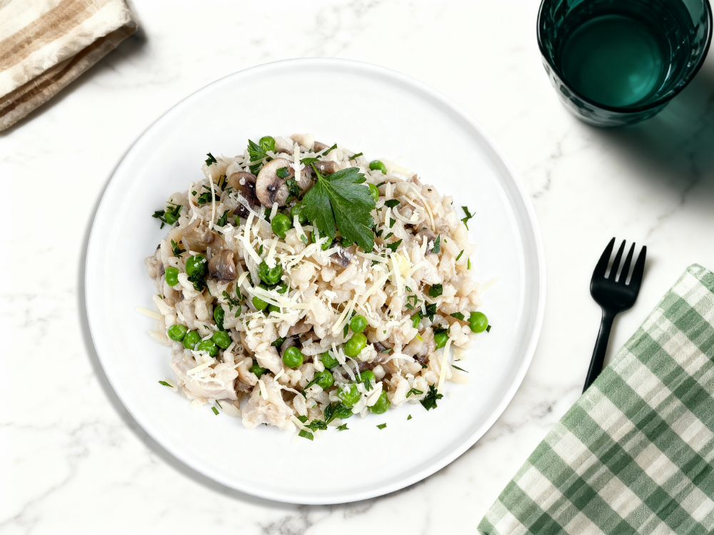 Risotto au poulet & cèpes