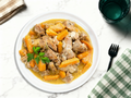 Sauté de veau au velouté de carottes au cumin