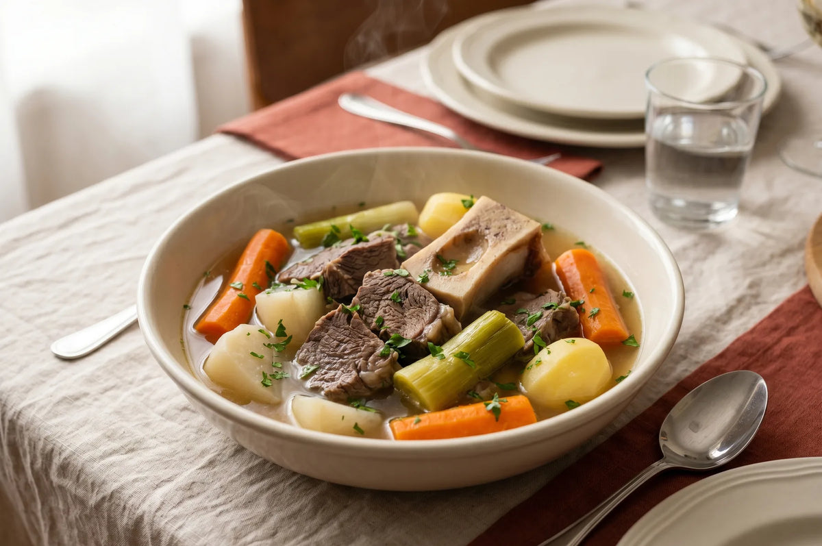 Pot-au-feu français servi en résidence senior
